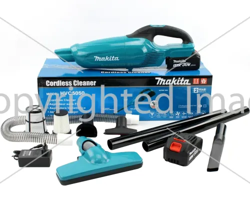 Аккумуляторный пылесос Makita HVC5050 36V 5Ah с насадками, Беспроводной пылесос Макита с 2 аккумуляторами 2 режима скорости для авто и дома Синий