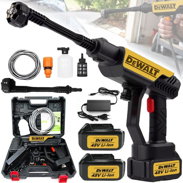 Беспроводная мойка высокого давления Dewalt DCPW600N 48V 5Ah 2 аккумулятора, аккумуляторная мини автомойка с кейсом, распылитель Девольт для авто