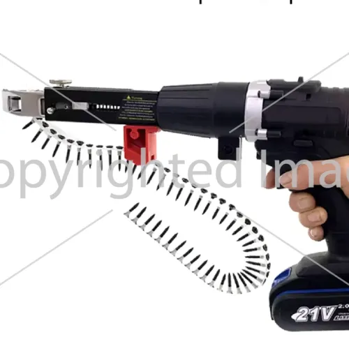 Автоматический ленточный адаптер Drillbit DCF6201 для подачи саморезов гвоздей на шуруповерт дрель, Насадка с цепными гвоздями по 50 шт Черный