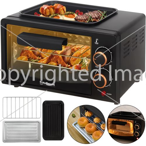 Мини электропечь Hoffmans HM-748 800W 12л настольная электрическая духовка с таймером и механическим управлением температур до 250 градусов от сети