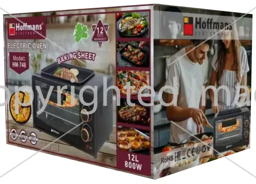 Мини электропечь Hoffmans HM-748 800W 12л настольная электрическая духовка с таймером и механическим управлением температур до 250 градусов от сети