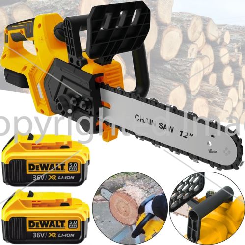Аккумуляторная цепная пила DeWalt DCM565N 36V 5Ah 12" дюймов для обрезки веток деревьев 2 аккумулятора, Беспроводная электропила Деволт в кейсе