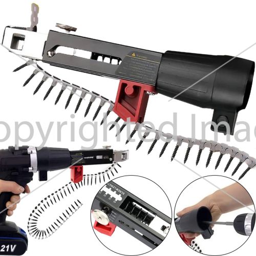 Автоматический ленточный адаптер Drillbit DCF6201 для подачи саморезов гвоздей на шуруповерт дрель, Насадка с цепными гвоздями по 50 шт Черный