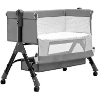 Детская приставная кроватка колыбель Baby Crib D929 люлька с москитной сеткой, корзиной для хранения и регулировкой высоты для новорождённых X-637
