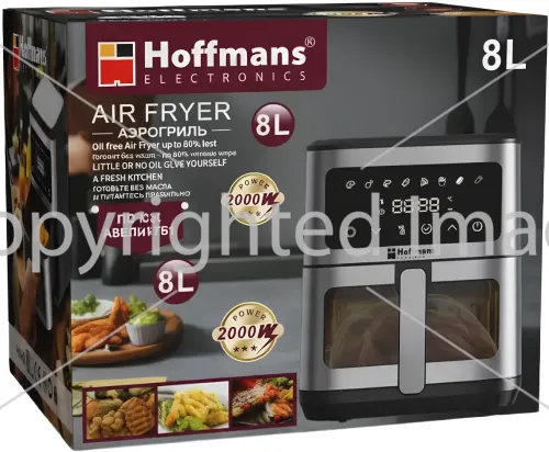 Аэрогриль мультипечь Hoffmans HM-791 8 л 2000W сенсорная безмаслянная аэрофритюрница на 2 тэна с LED дисплеем, таймером и регулировкой температуры