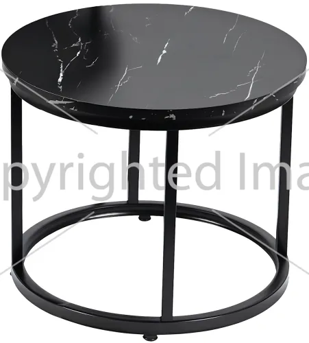 Комплект журнальных столиков Kontrast SK102 2 в 1 50 / 70 см круглый двойной кофейный стол трансформер Лофт с металлическим каркасом Черный мрамор