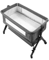 Детская приставная кроватка колыбель Baby Crib D929 люлька с москитной сеткой, корзиной для хранения и регулировкой высоты для новорождённых X-637