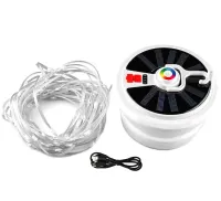 Аккумуляторный фонарь с RGB лентой Camping Light YX-669 подвесная LED лампа на солнечной батарее с гирляндой 10 м и крючком для кемпинга USB YX669