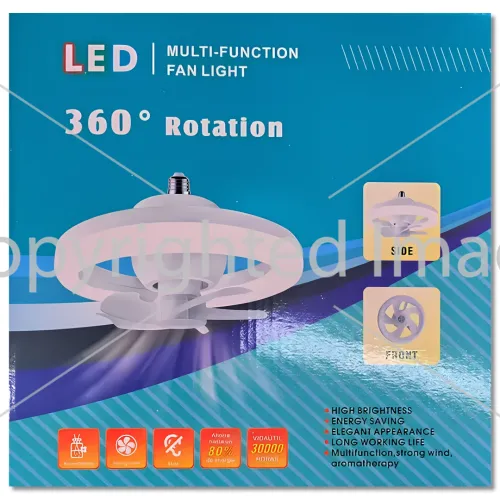 Электрический потолочный вентилятор лампа LED Fan Light CHP-008 2835 2в1 в патрон E27 с пультом дистанционного управления, RGB люстра с вентилятором